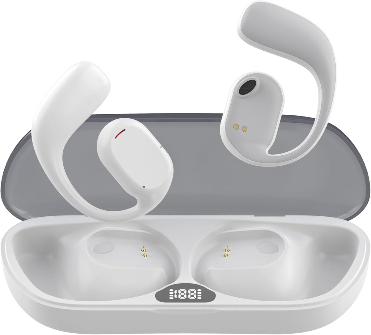 Unisex Non-in-Ear Wireless Headset – Sports Clip-On, Long-Lasting, High-Definition Sound for iOS/Android (White)