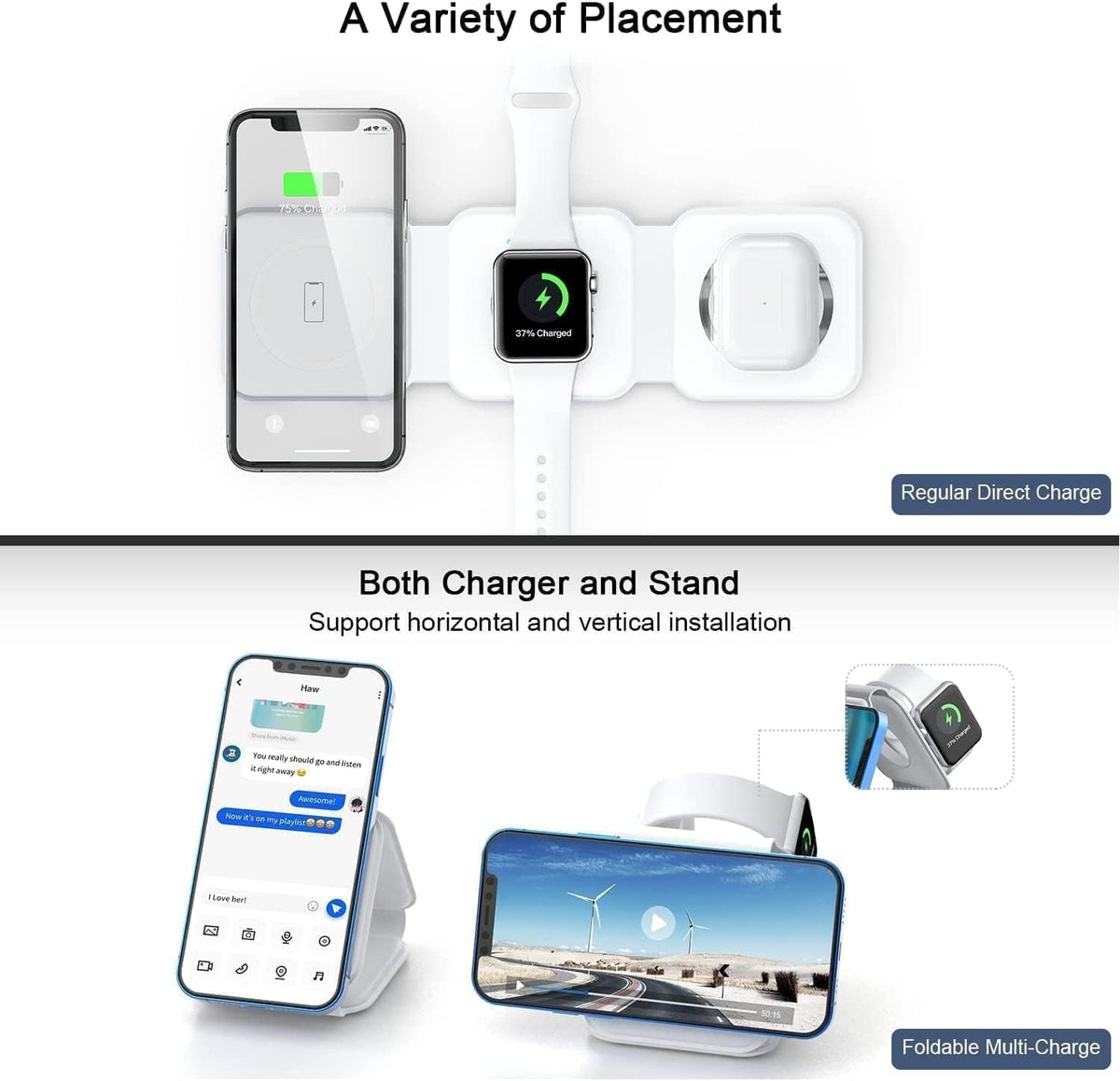 MagSafe 3 in 1 Foldable Wireless Charger 15W Charging Station | USA Lot Imported