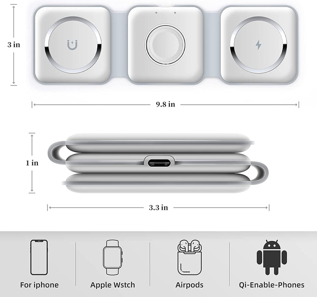 MagSafe 3 in 1 Foldable Wireless Charger 15W Charging Station | USA Lot Imported