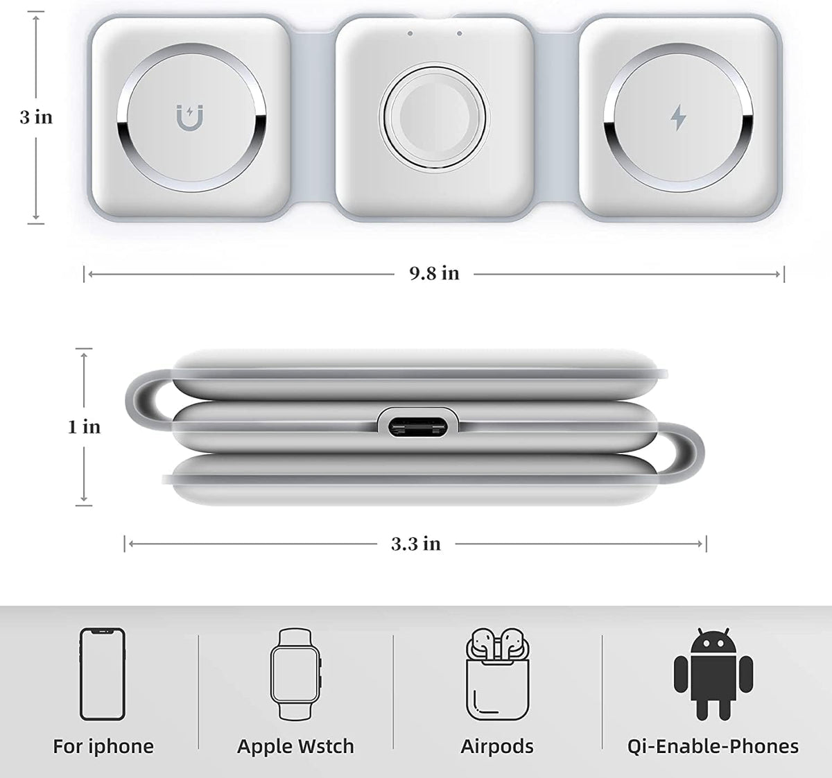 MagSafe 3 in 1 Foldable Wireless Charger 15W Charging Station | USA Lot Imported