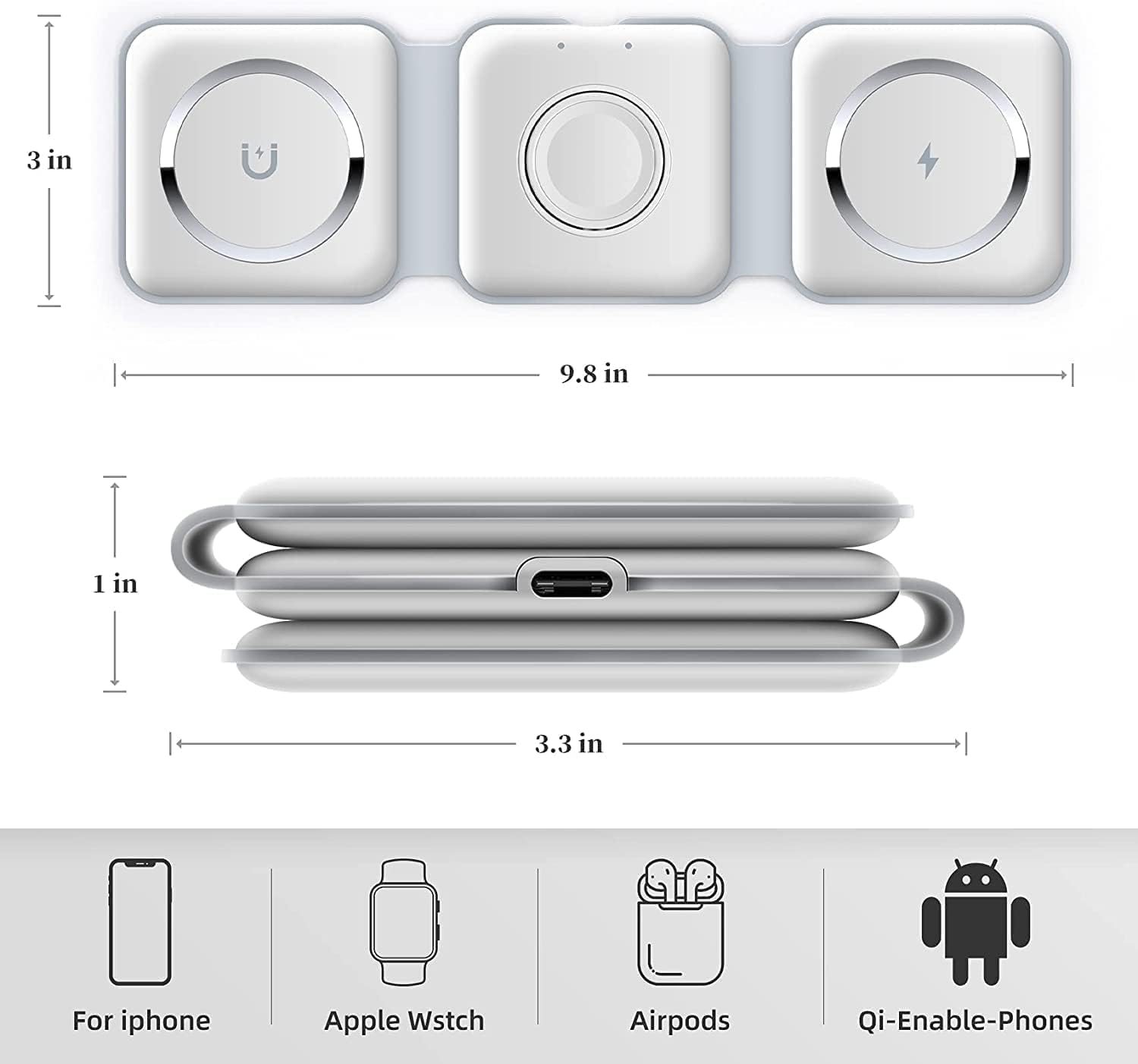 MagSafe 3 in 1 Foldable Wireless Charger 15W Charging Station | USA Lot Imported