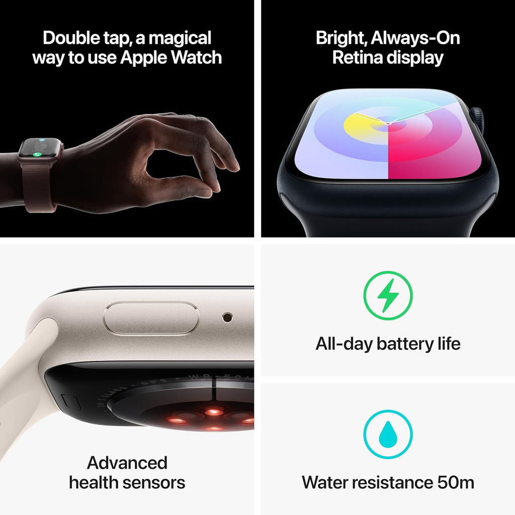 Series 9 [GPS 45mm] Smartwatch Fitness Tracker, ECG Apps, Always-On Amoled Display, Water Resistant