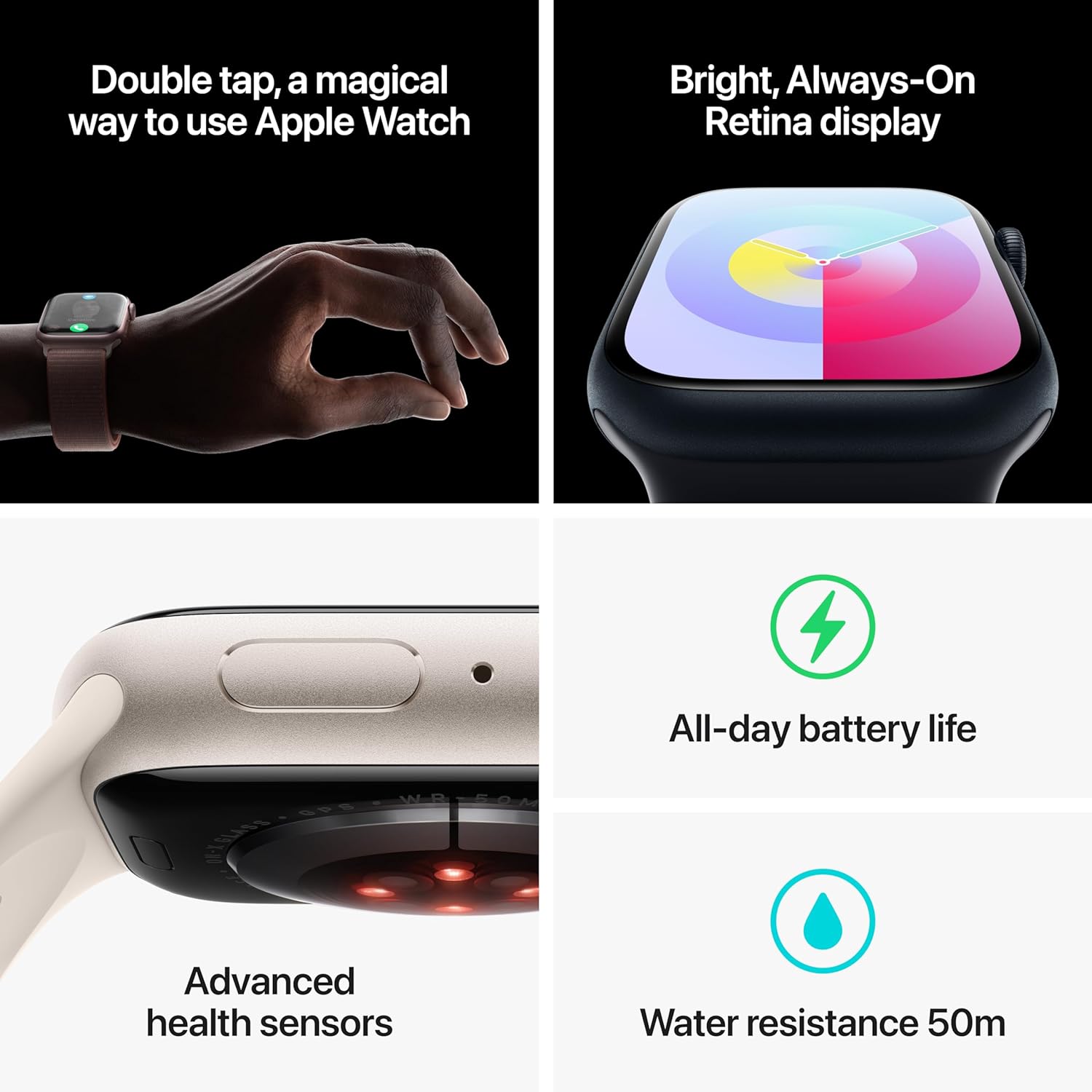 Series 9 [GPS 45mm] Smartwatch Fitness Tracker, ECG Apps, Always-On Amoled Display, Water Resistant
