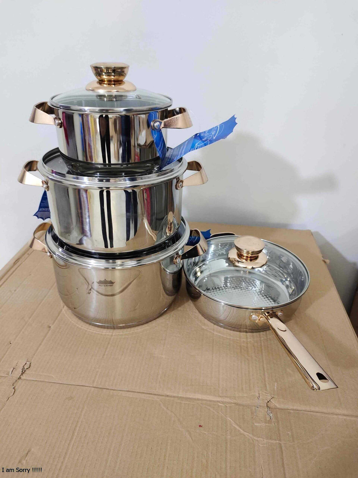 original france lot 8 Pcs Peterhof Cookware Steel 5 Ply Bottom