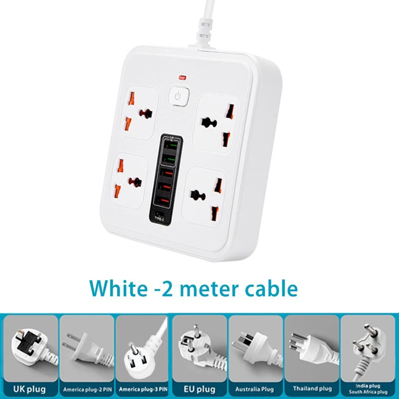 Over Load Socket Universal power socket with overload protection 4 AC Outlets 2-meter c ...